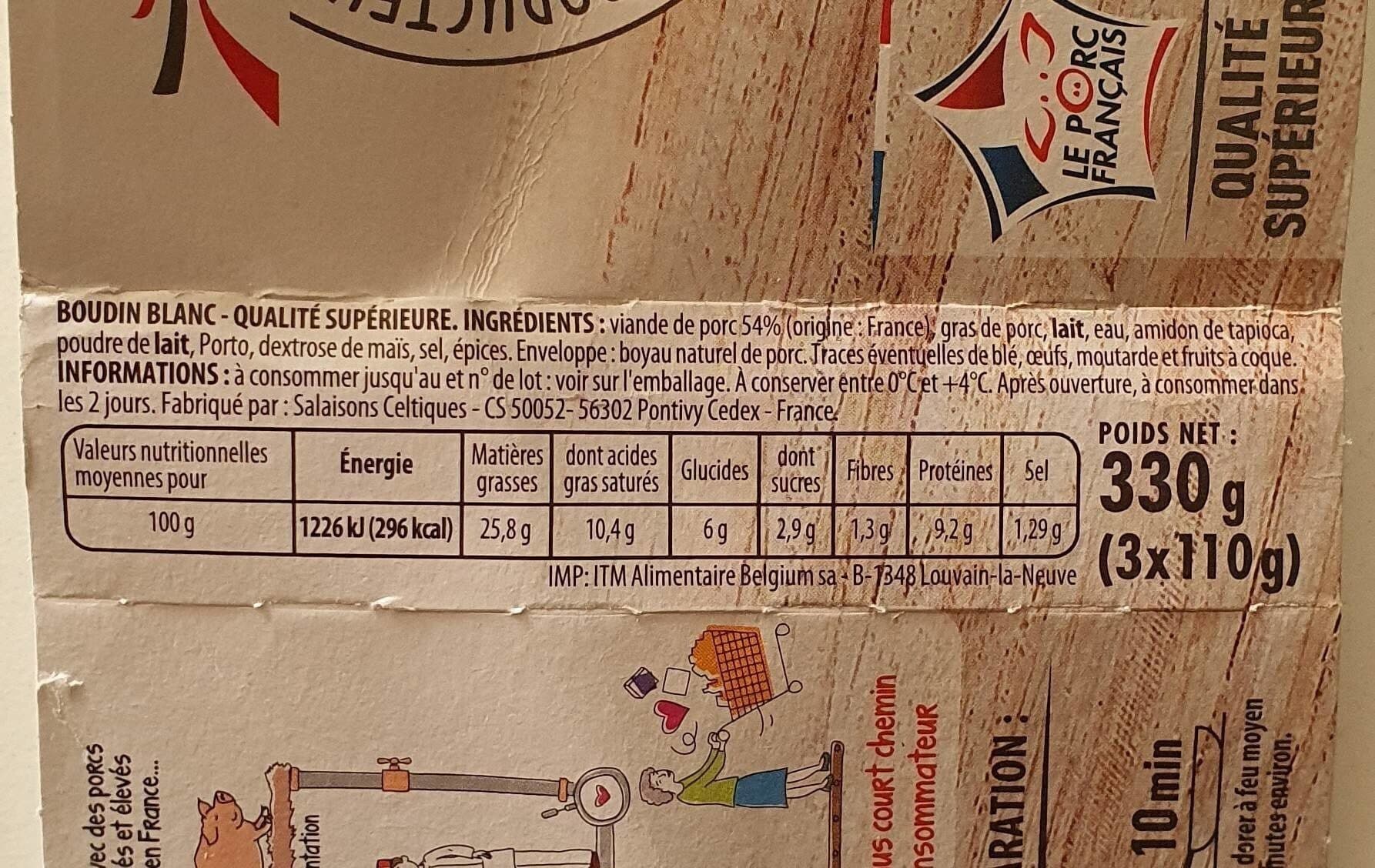Monique ranou Boudin blanc porc nature x3 330g ranou packshot