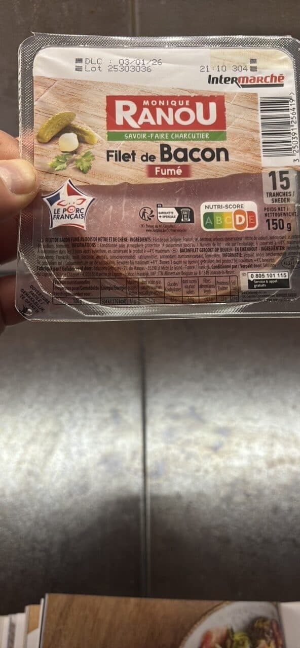 Monique Ranou LS filet de bacon fumé 15T 150g packshot