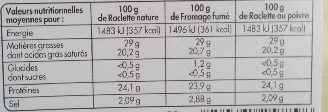 Intermarché Assortiment raclette (nature, 3 poivres, fumee) 700g packshot