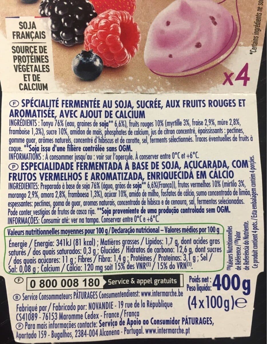 Pâturages Specialite soja fruits rouges morceaux 4x100g packshot