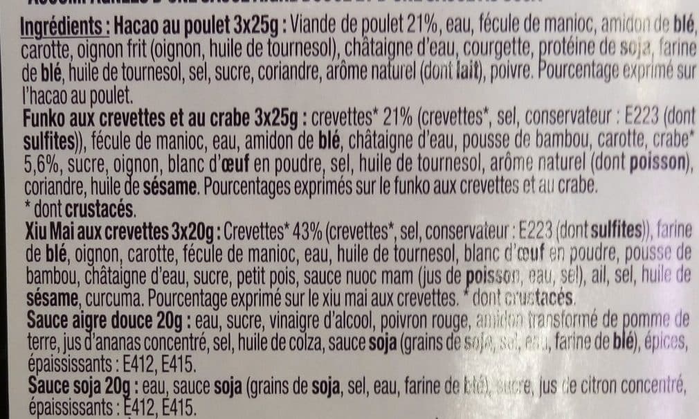 Intermarché Bouchées Vapeur - 3 Hacao Poulet, 3 Funko Crevette-Crabe, 3 Xiu Mai Crevette, Sauce Soja et Sauce Aigre Douce packshot