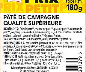 Le Porc Francais PATE DE CAMPAGNE QUALITE SUPERIEURE 180G FE Massif LS packshot