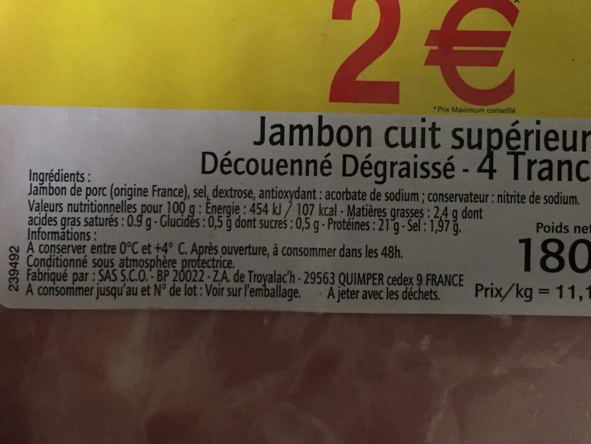 LE PORC FRANCAIS JAMBON CUIT SUPERIEUR DD 4T FE - massif LS packshot