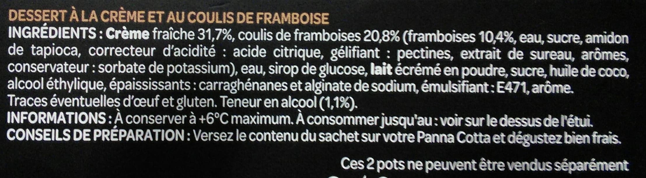 Les Créations PANNA COTTA FRAMBOISE 2x120g packshot