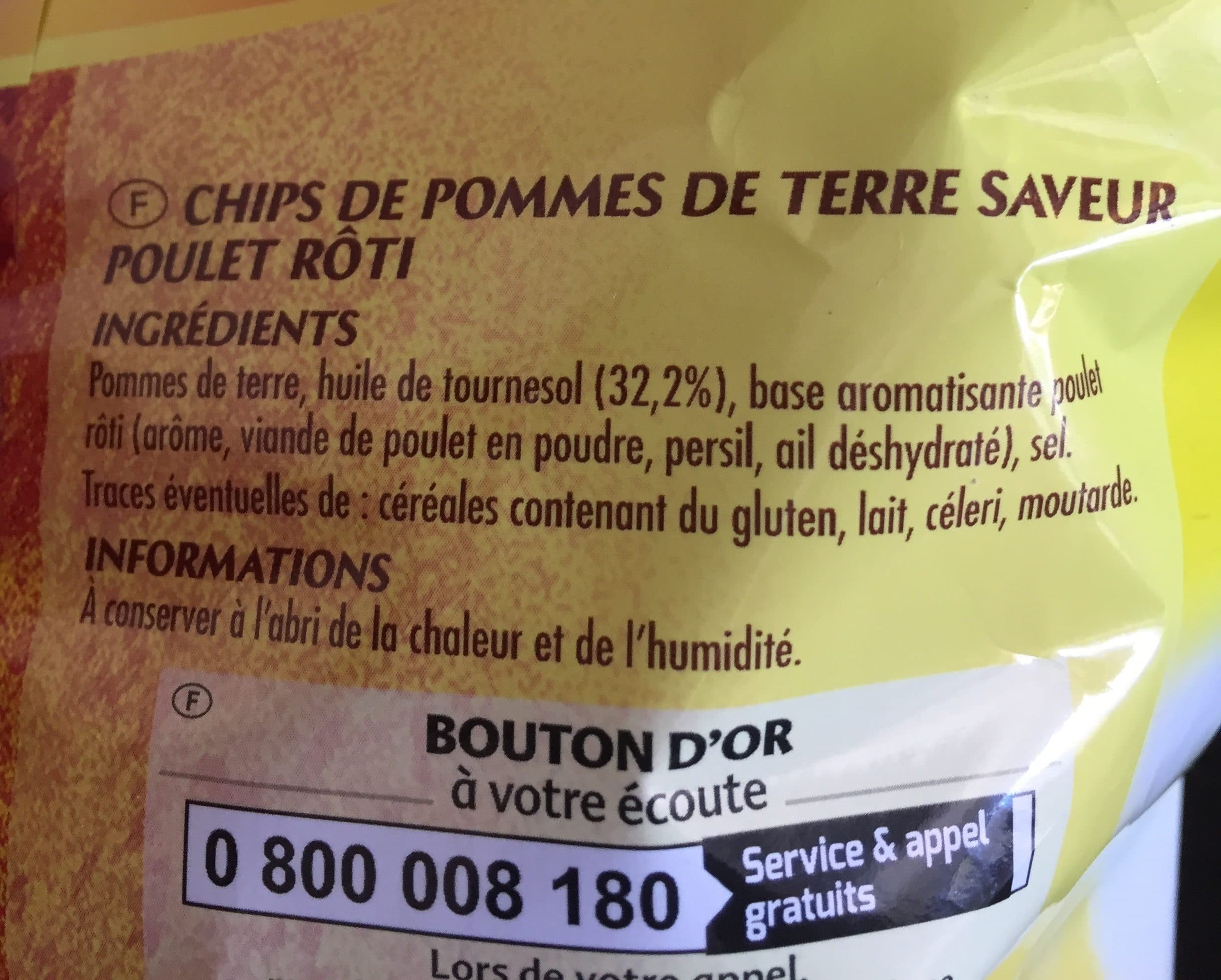 Bouton d'or Chips saveur poulet rôti packshot
