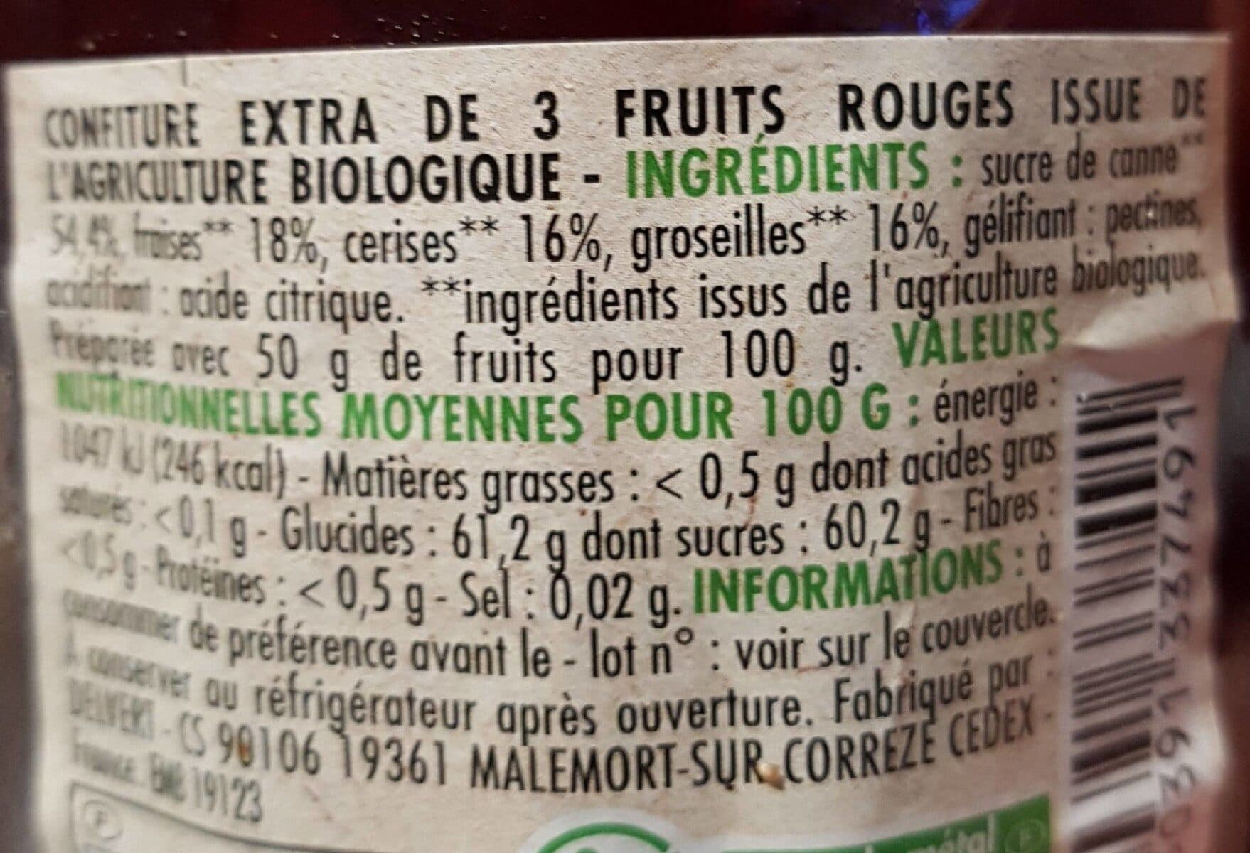 Elodie CONFITURE EXTRA de fruits rouges 50% fruits - BIO packshot