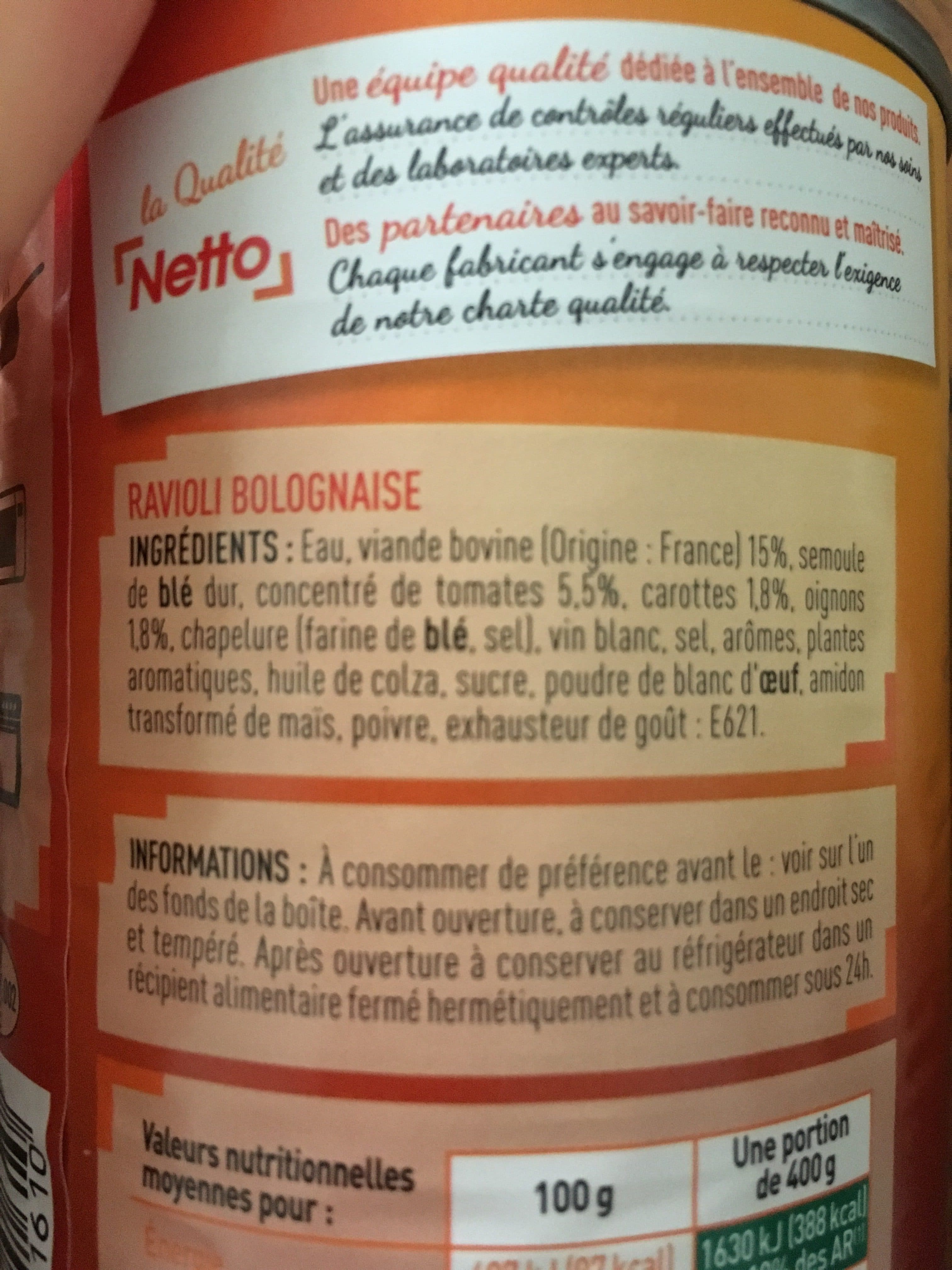 Netto Ravioli Bolognaise 400g packshot