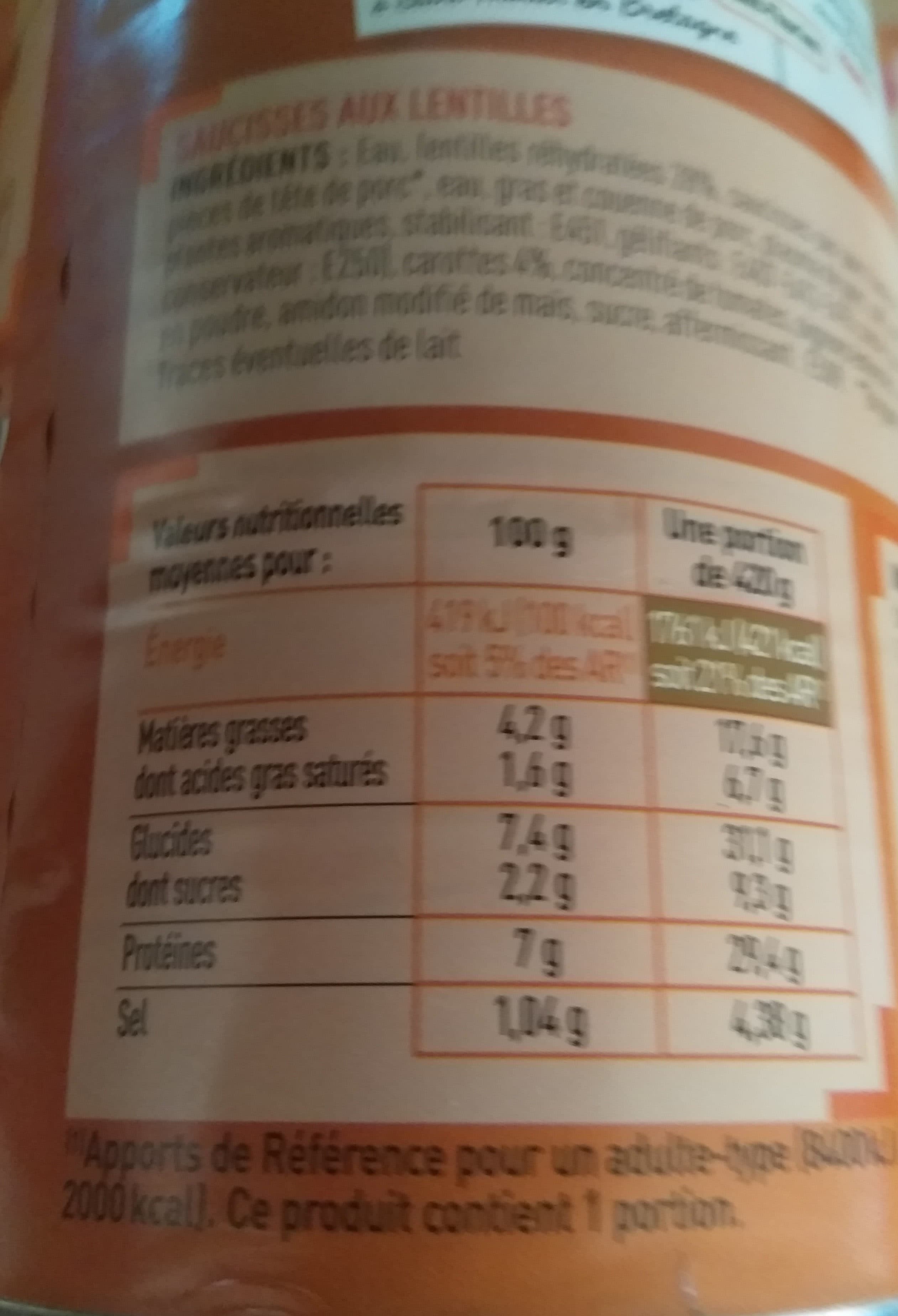 Netto Saucisses aux lentilles 420g packshot