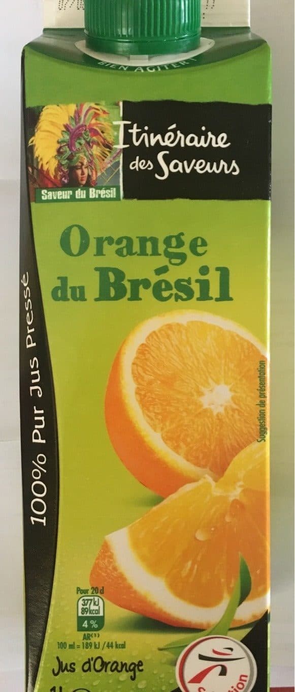 Itinéraire des Saveurs Jus d'orange pressée du Brésil packshot