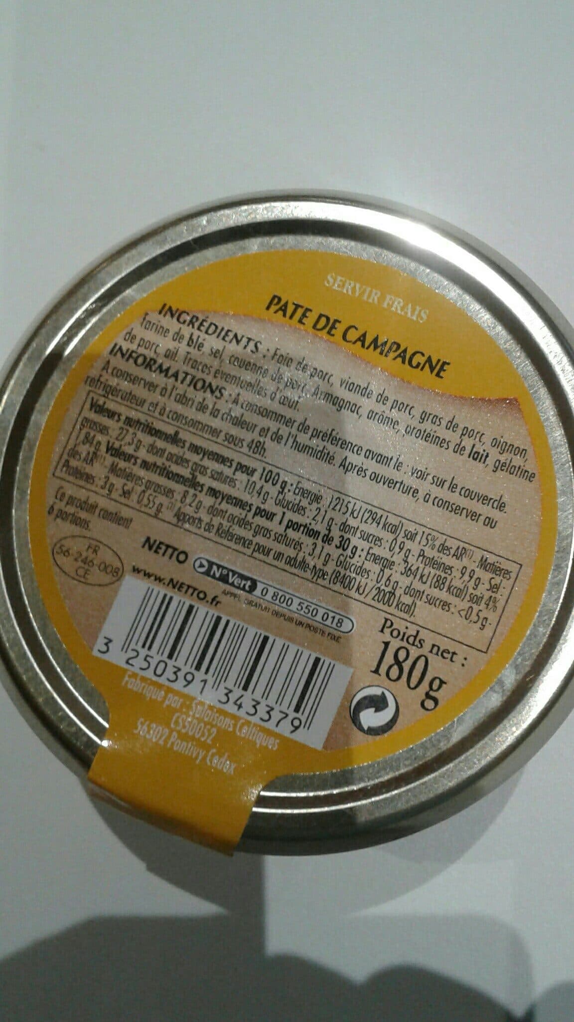 Netto VERRINE Pâté de campagne supérieur packshot
