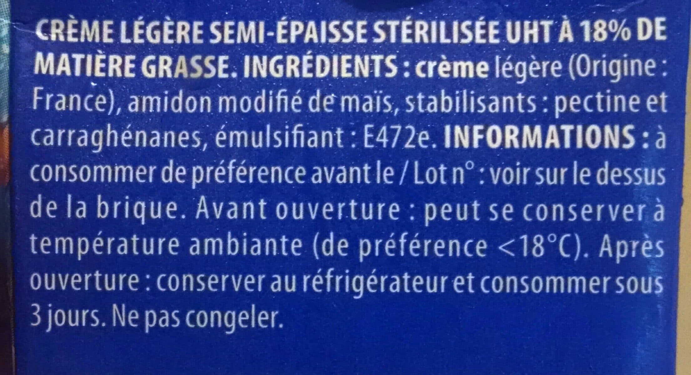 Pâturages Crème légère semi-épaisse. packshot