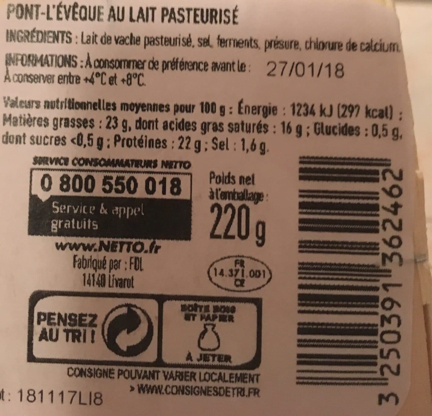 Les Mousquetaires Pont l eveque aop lp 220g packshot