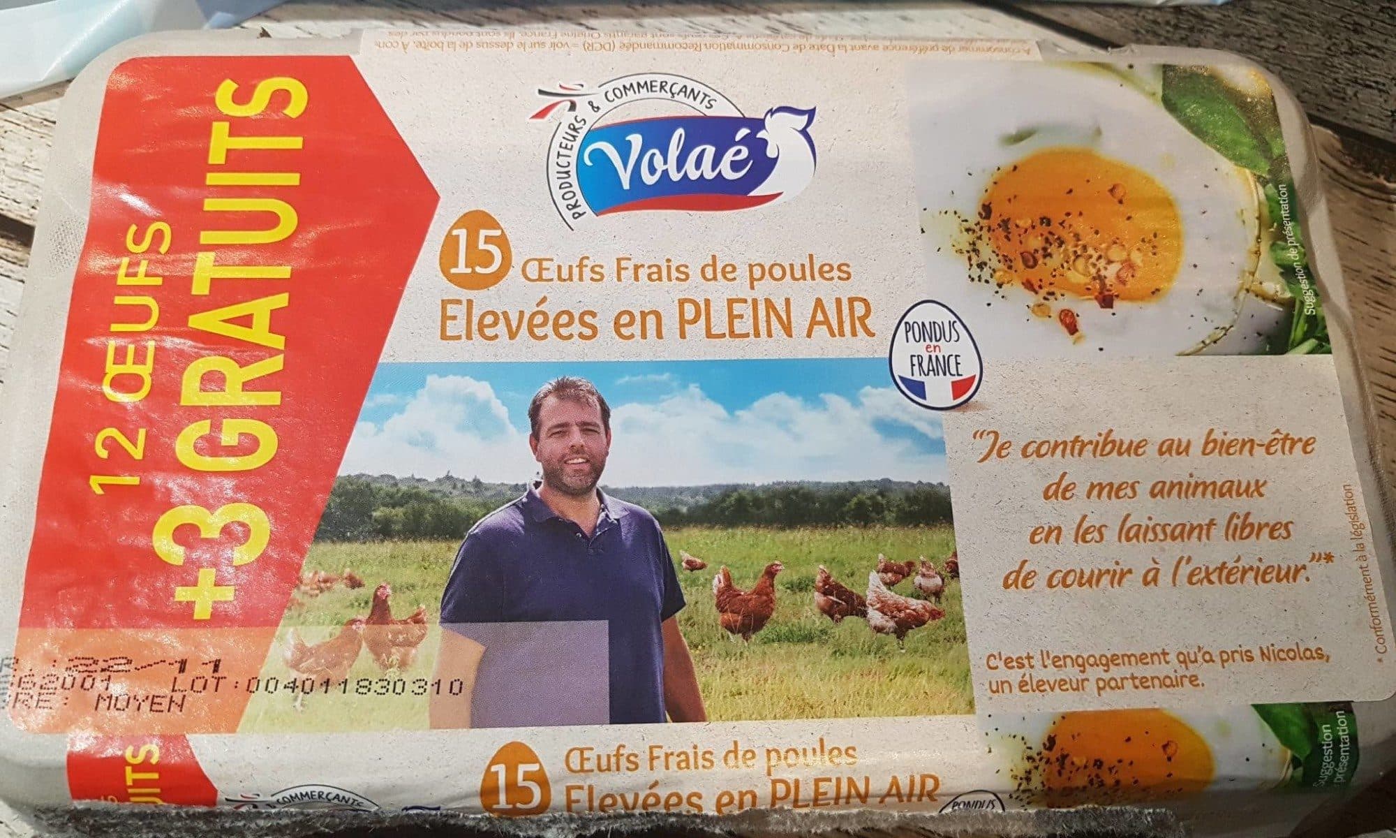 Volaé Œufs moyens élevés en plein air (12+3 gratuits) packshot