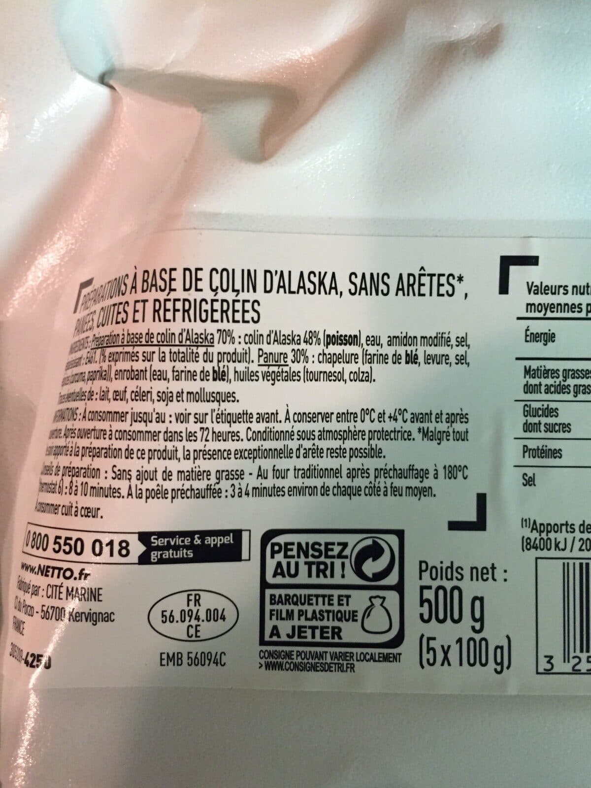 Netto Pané au colin d'Alaska x5 - MSC - NETTO - 500g packshot