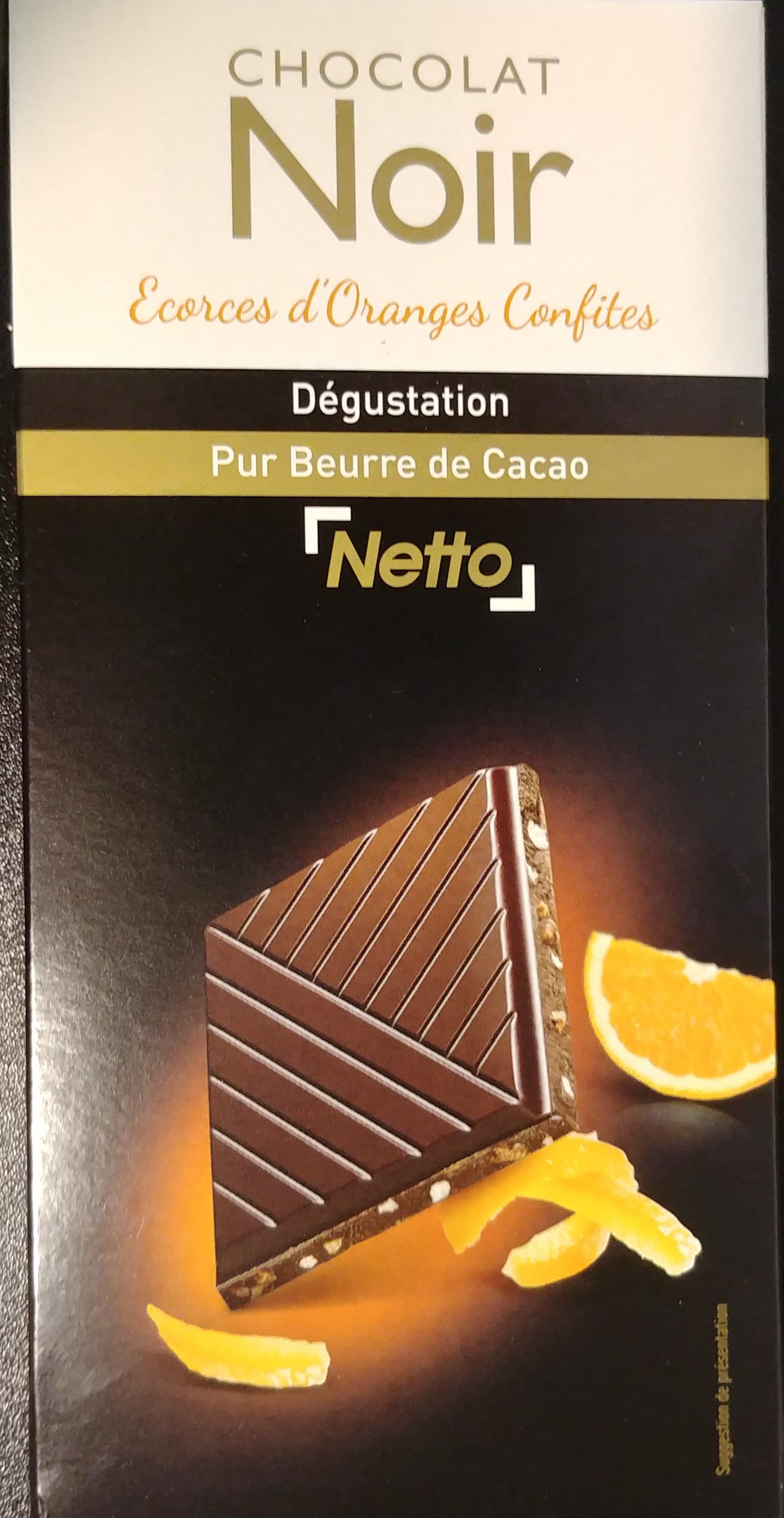 Netto Tablette dégustation chocolat noir aux écorces d'oranges - 100g packshot