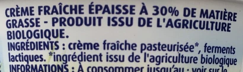 Pâturages Creme fraiche 30% mg epaisse bio 20cl packshot