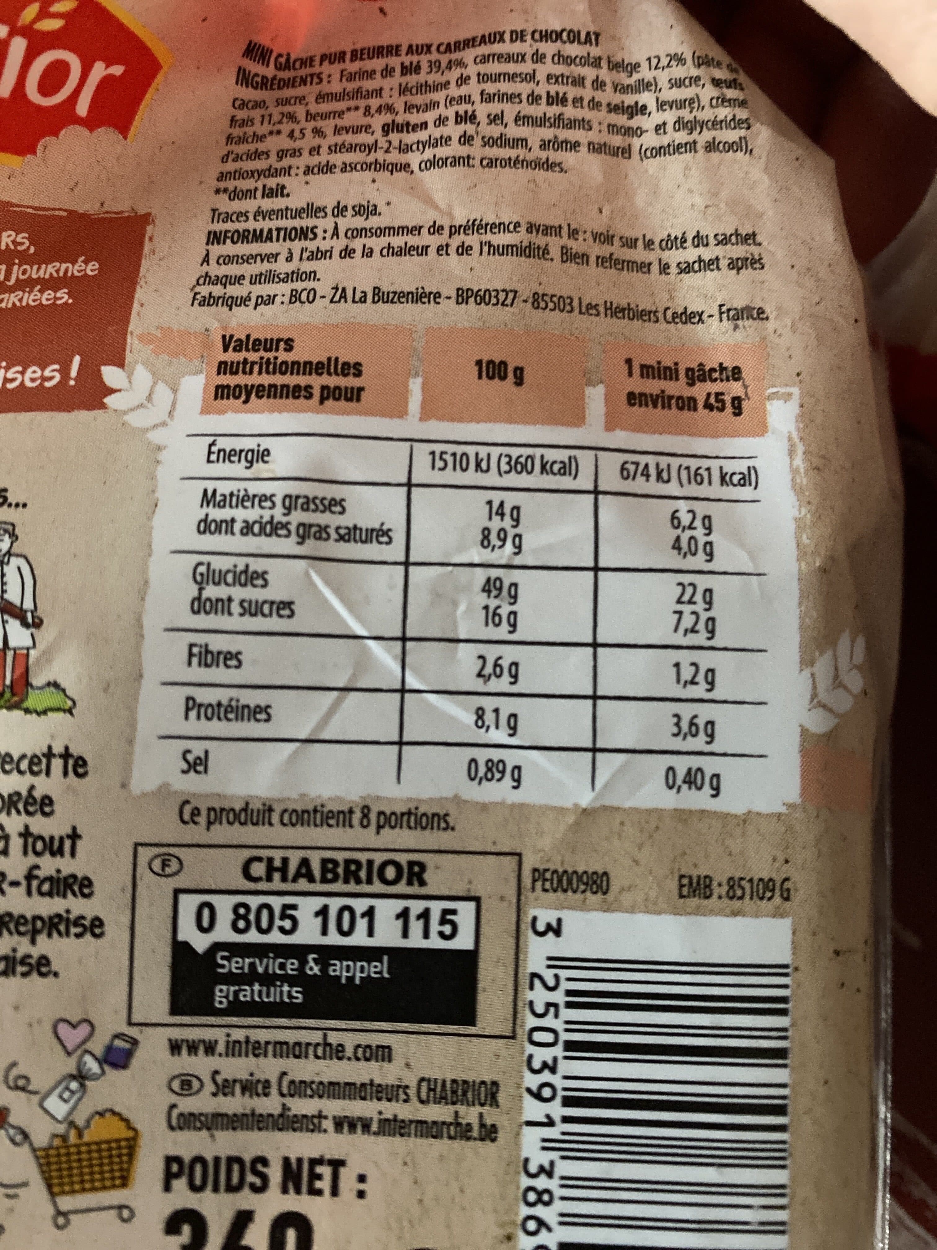 Chabrior 8 Mini gâches pur beurre aux carreaux de chocolat Belge packshot