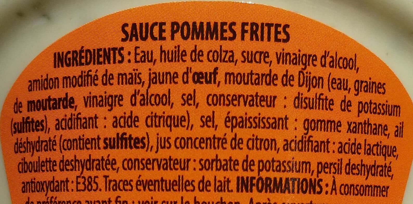 Bouton d'or Sauce frites 350g packshot