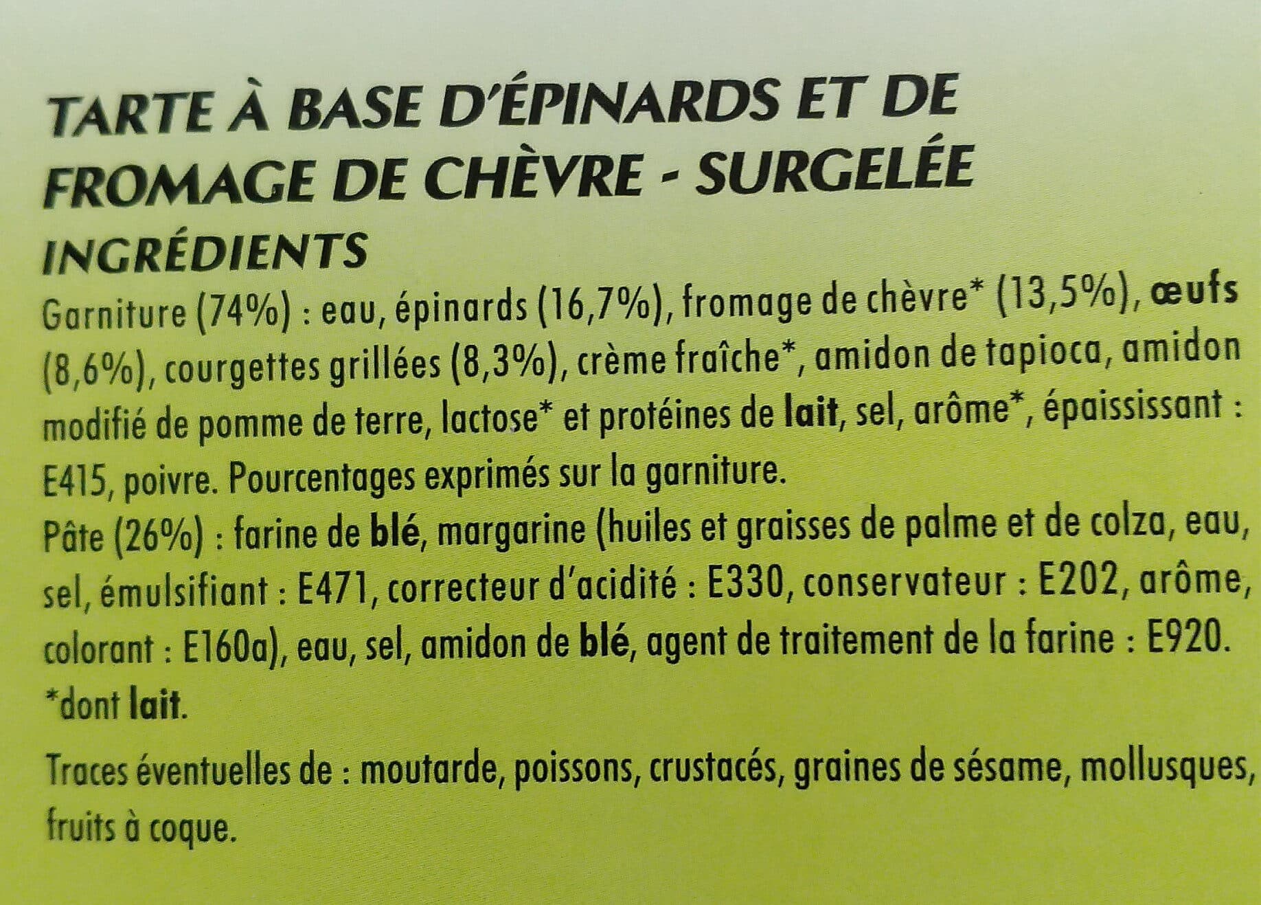 Monique ranou Tarte chèvre épinards packshot