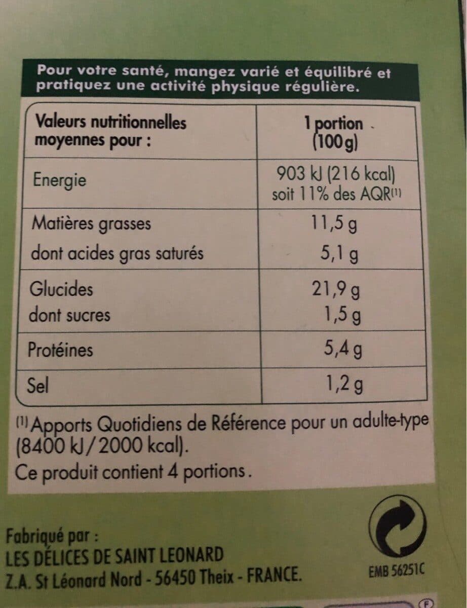 Monique ranou Tarte chèvre épinards packshot