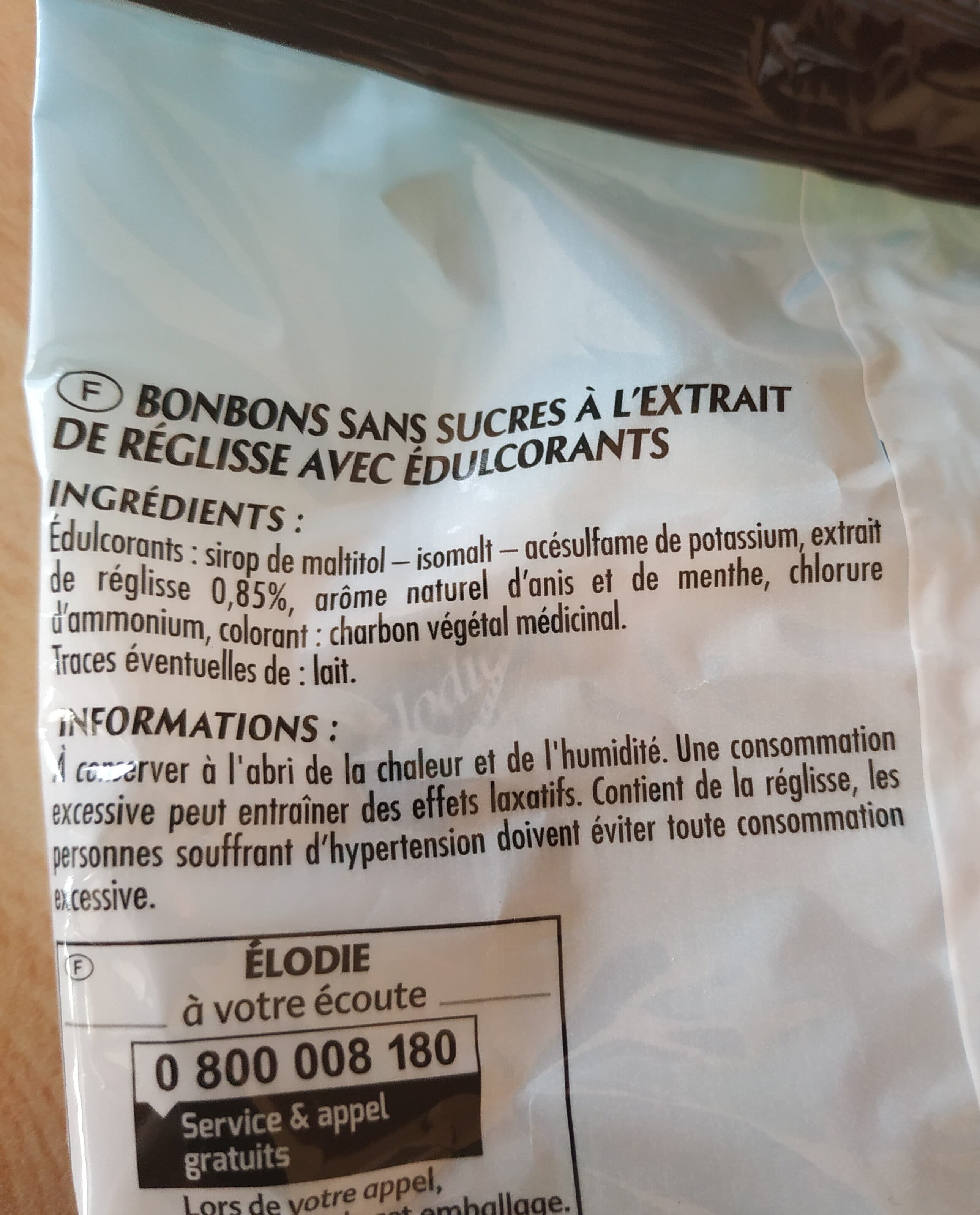 Elodie Plaisir Léger sans sucres à la réglisse packshot