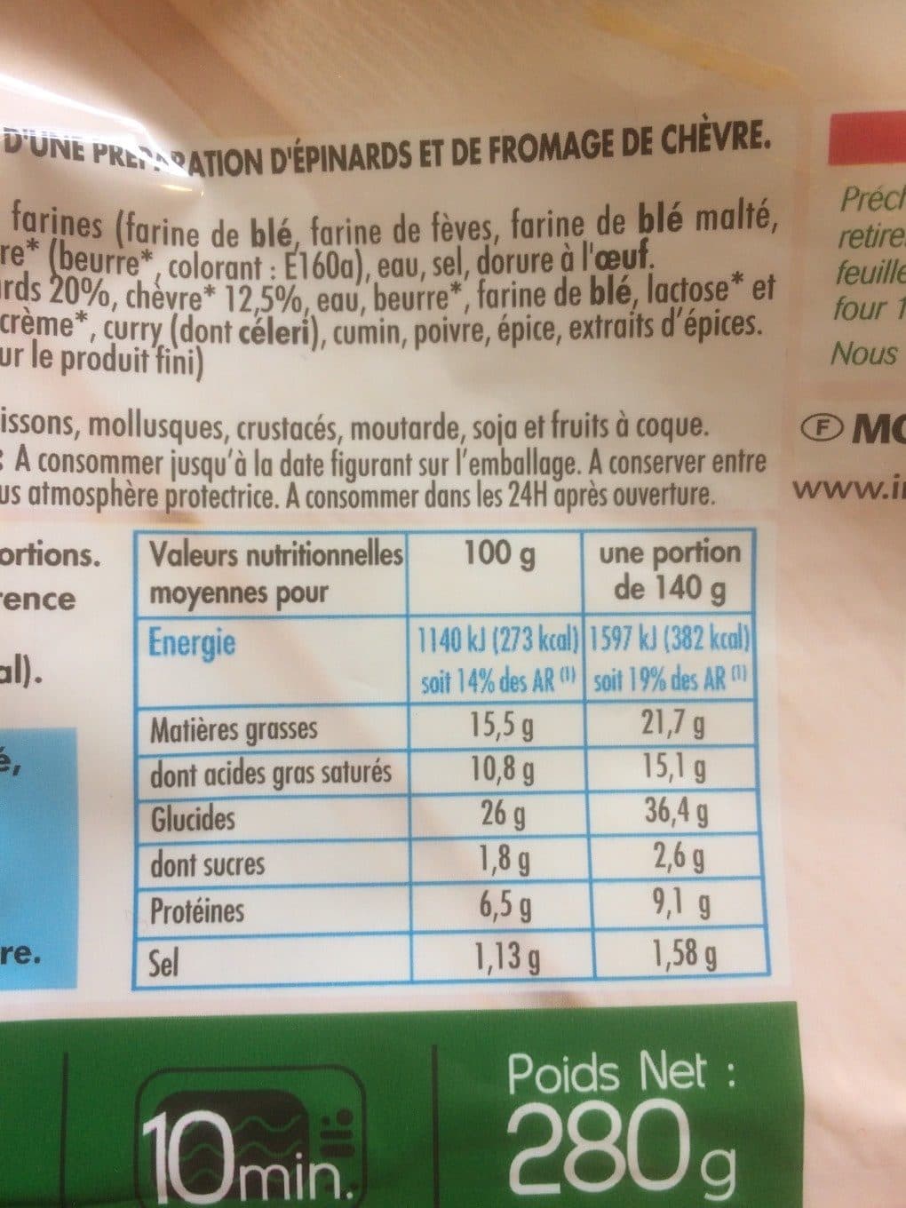 Claude leger Monique Ranou FEUILLETE CHEVRE EPINARD x 2 packshot