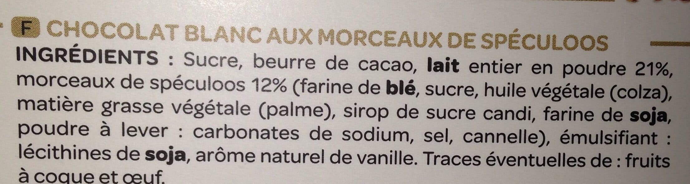 Intermarche Les Succulent - Chocolat blanc éclats de spéculoos packshot
