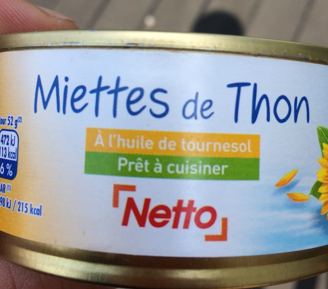 Netto Miettes de thon à l'huile de tournesol 160g 104g (1/5) packshot