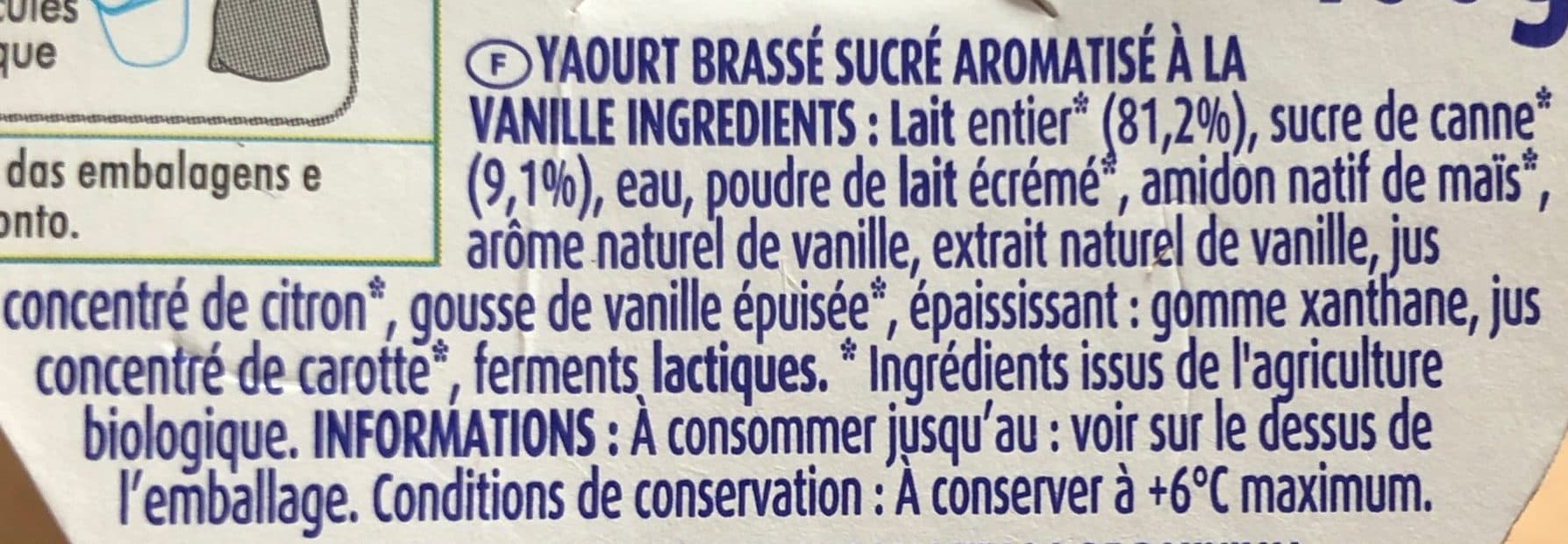 Pâturages Yaourt brasse a la vanille bio 4x100g packshot