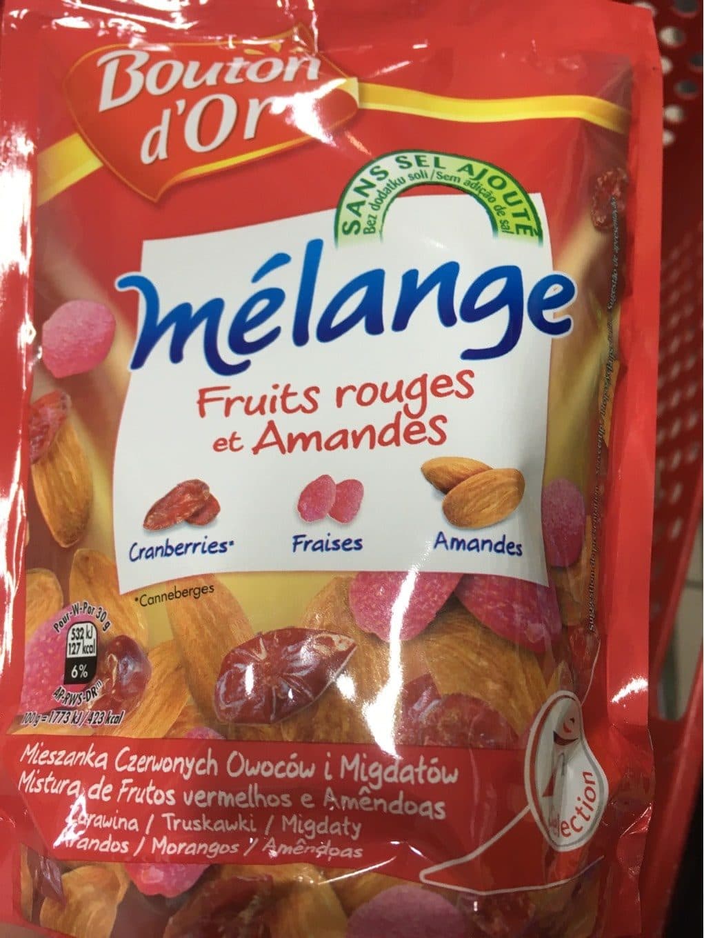 Bouton d'or Mélange fruits rouges et amandes sans sel ajouté packshot