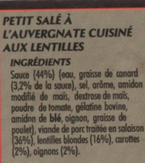 Monique ranou Petit salé à l'auvergnate cuisiné aux lentilles 420g packshot