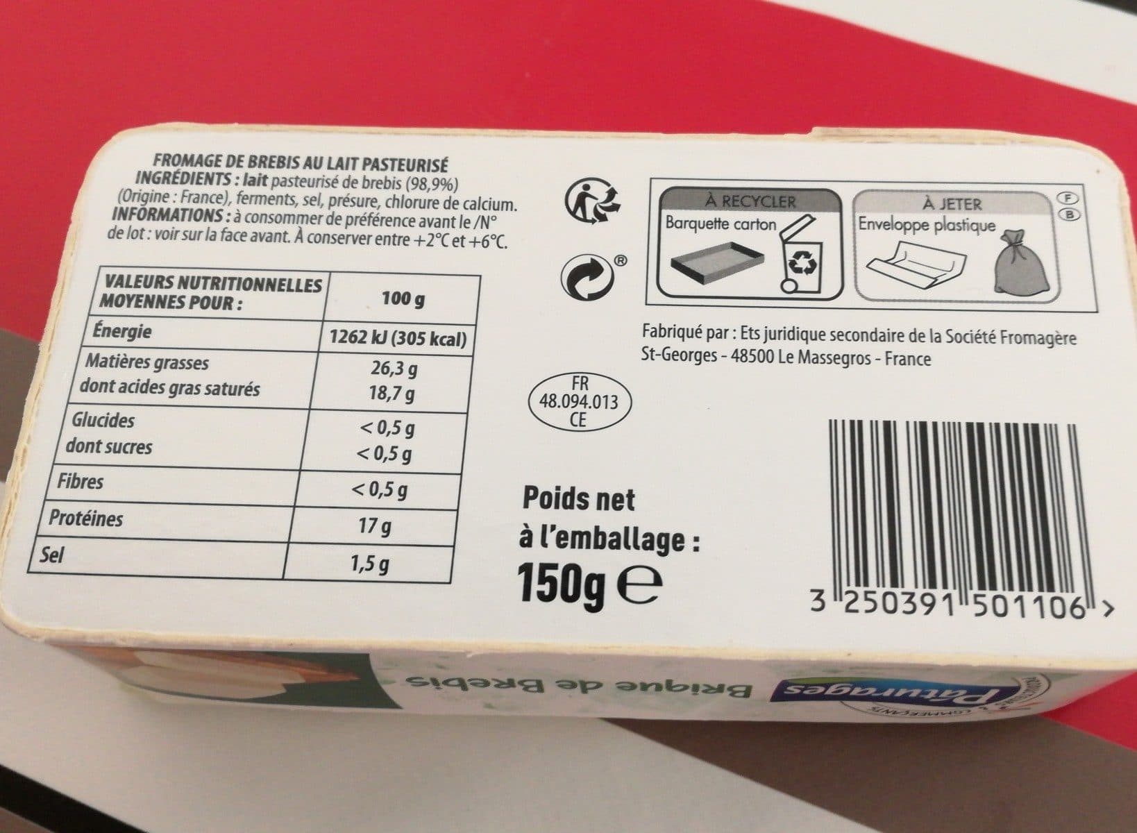 Pâturages Brique de brebis 150g packshot