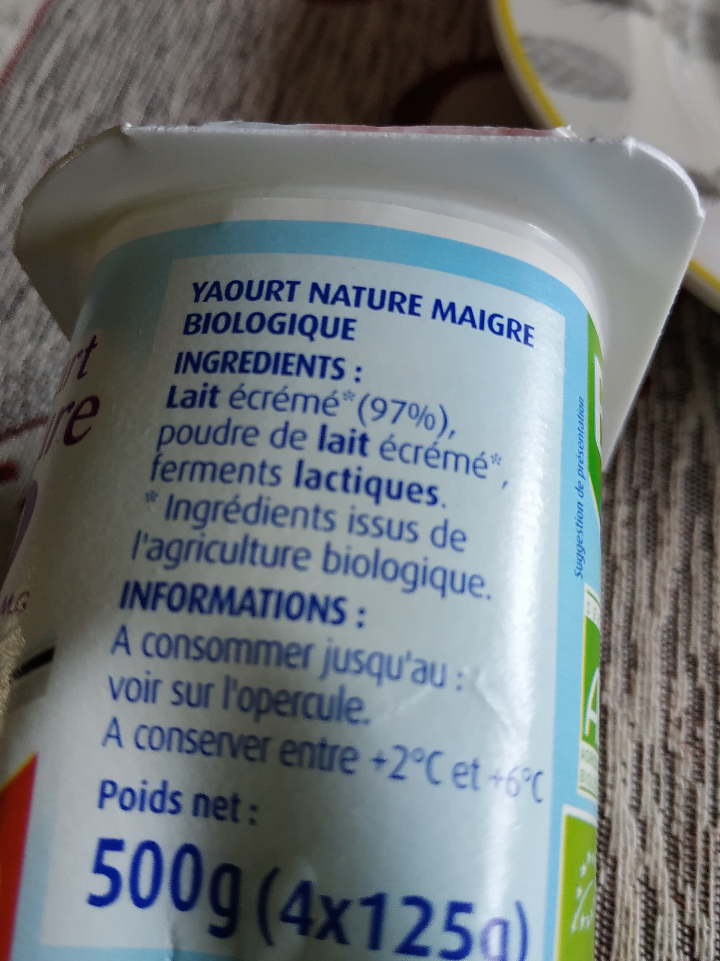 Pâturages Yaourt nature 0% bio 4x125g packshot
