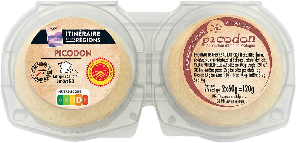 Itineraire de nos regions Picodon aop 2x60g packshot