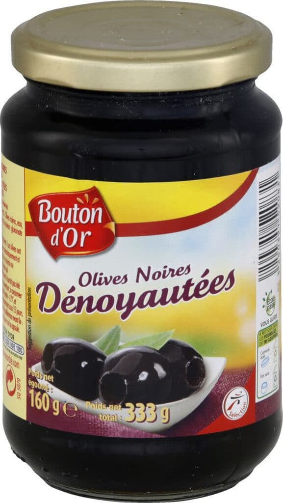 Bouton d'or Olives noires dénoyautées packshot