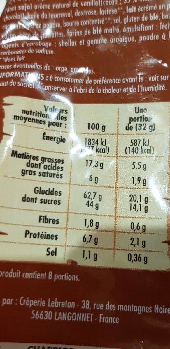 Chabrior Crêpes fourrées au chocolat et aux billes de céréales x8 - 256 g - P'tits Prods packshot