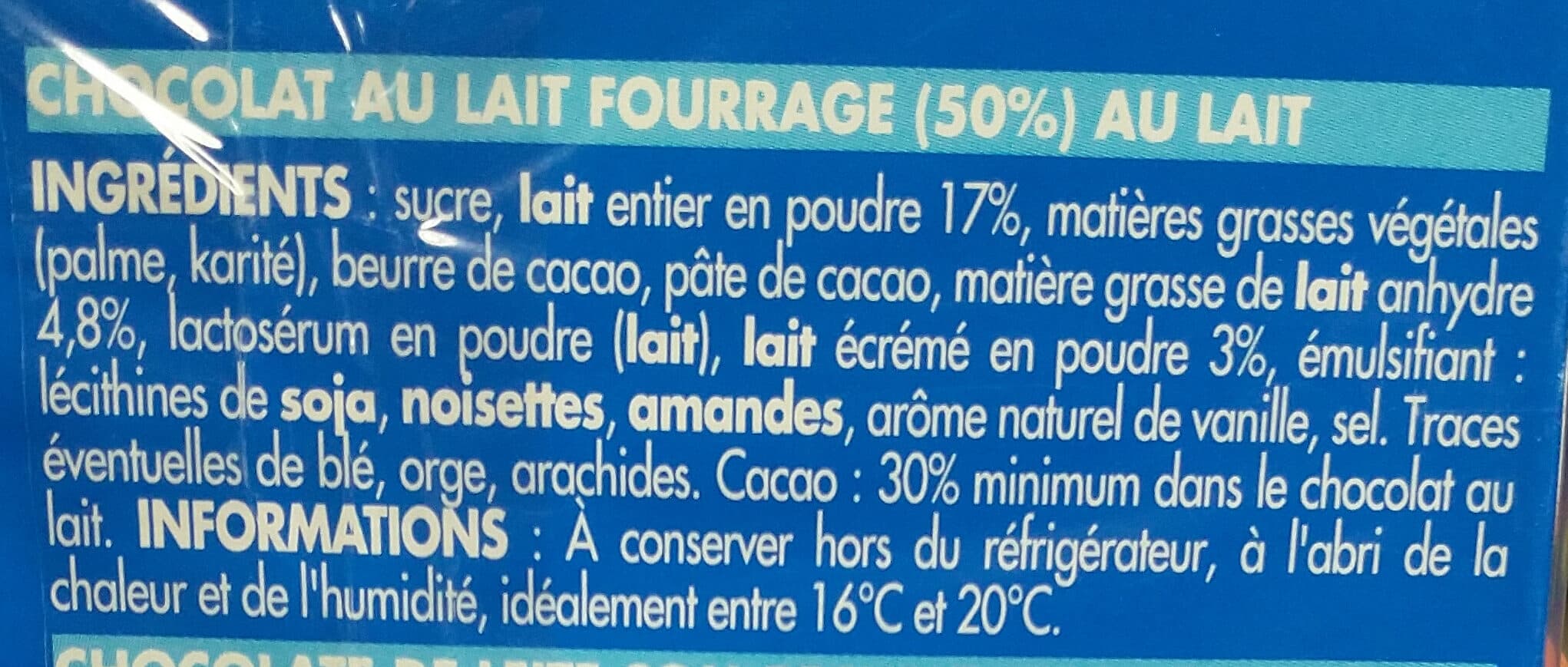Intermarché Tablette familiale Chocolat au lait fourrage au lait - 2x100g packshot