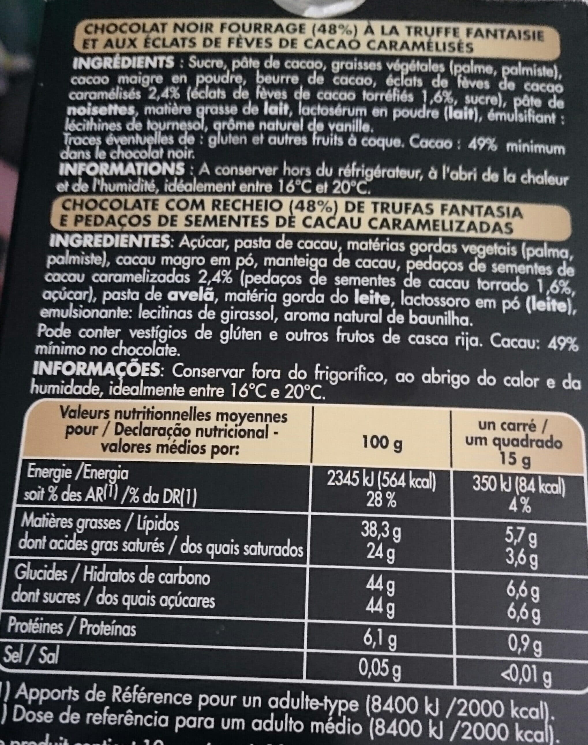 Intermarché Tablette fourrée chococlat noir truffe et éclat de fèves de cacao - 150g packshot