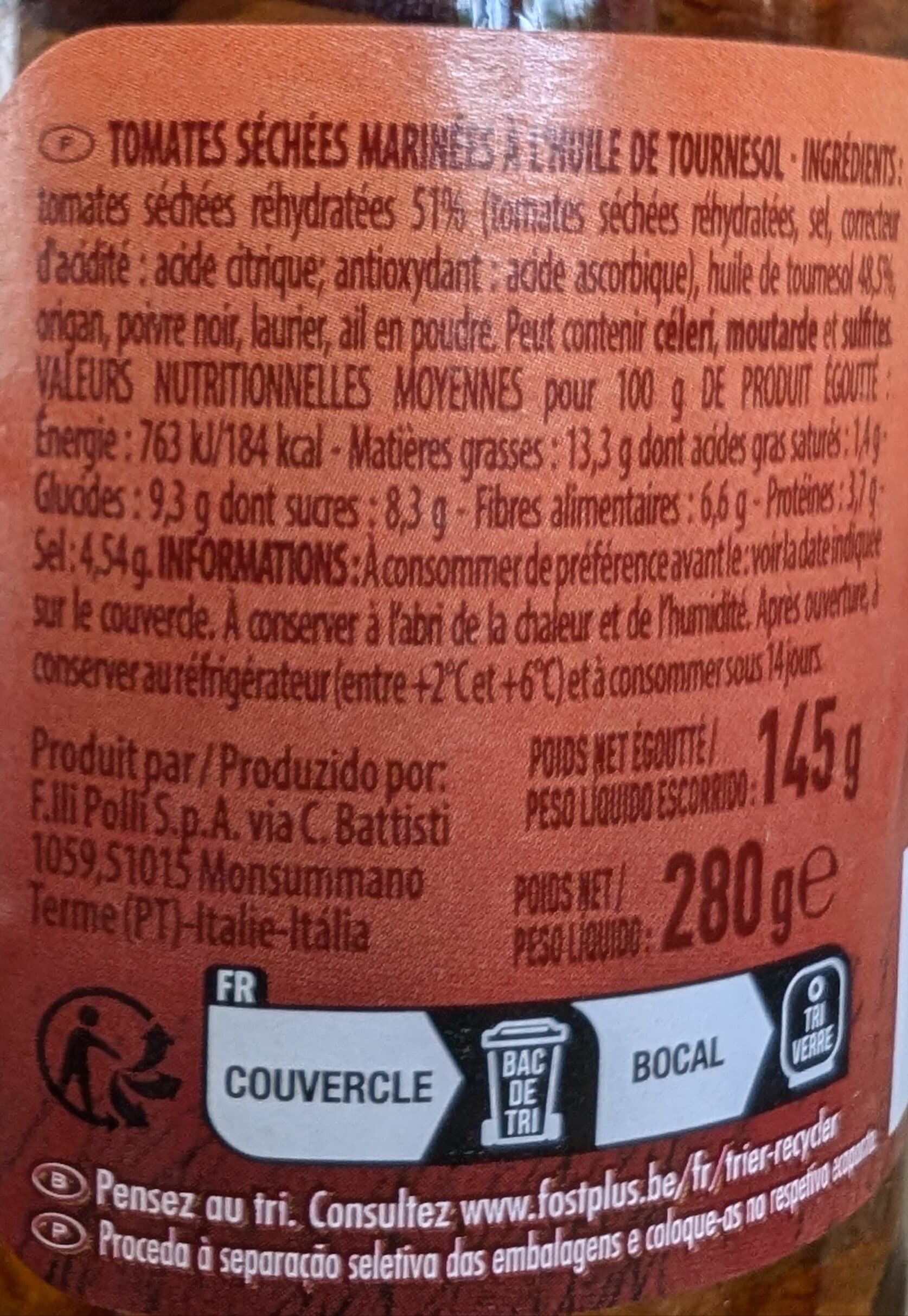 Bouton d'or Bocal 280 g Tomates séchées packshot