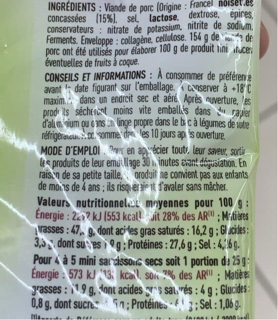 Netto HD mini-saucissons secs noisettes 75g packshot