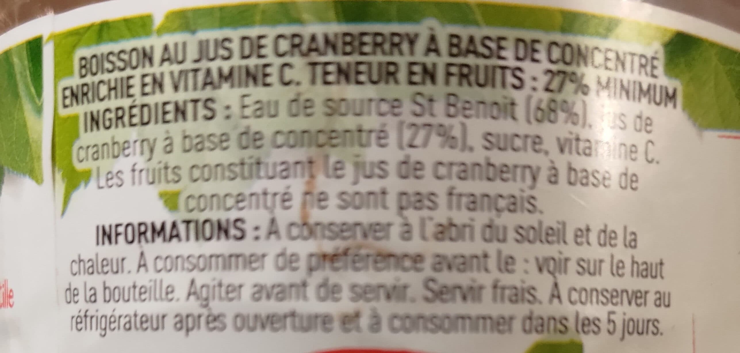 Paquito Paq. Boisson Cranberry PET 1L packshot