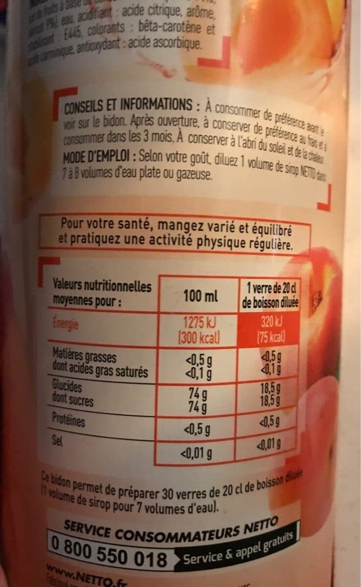 Netto Sirop Pêche-abricot bidon 75cl packshot