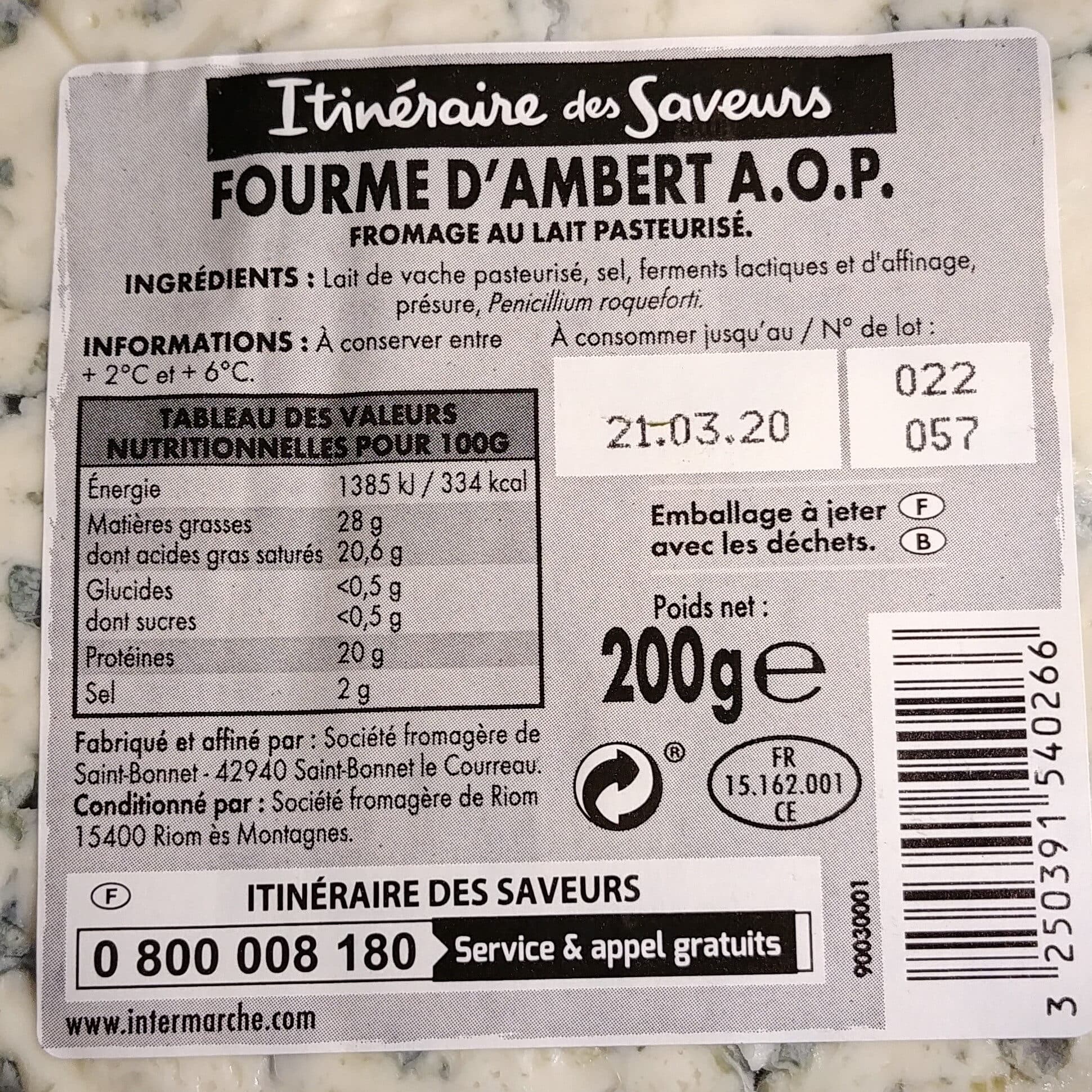 Itineraire de nos regions FOURME D'AMBERT AOP 200G Massif Trad packshot