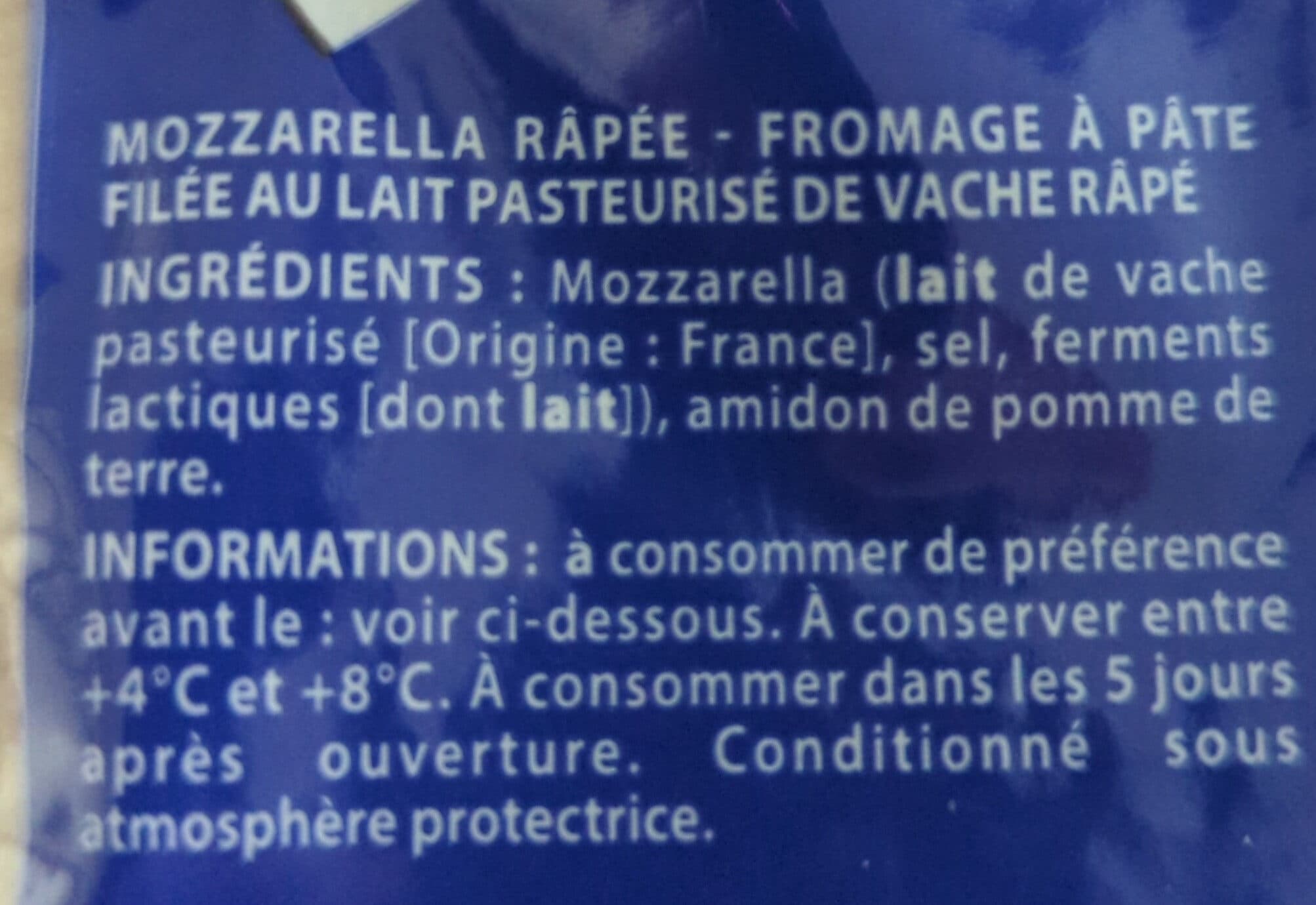 Pâturages Mozzarella râpée packshot