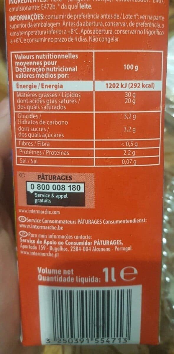 Pâturages Crème entière fluide packshot