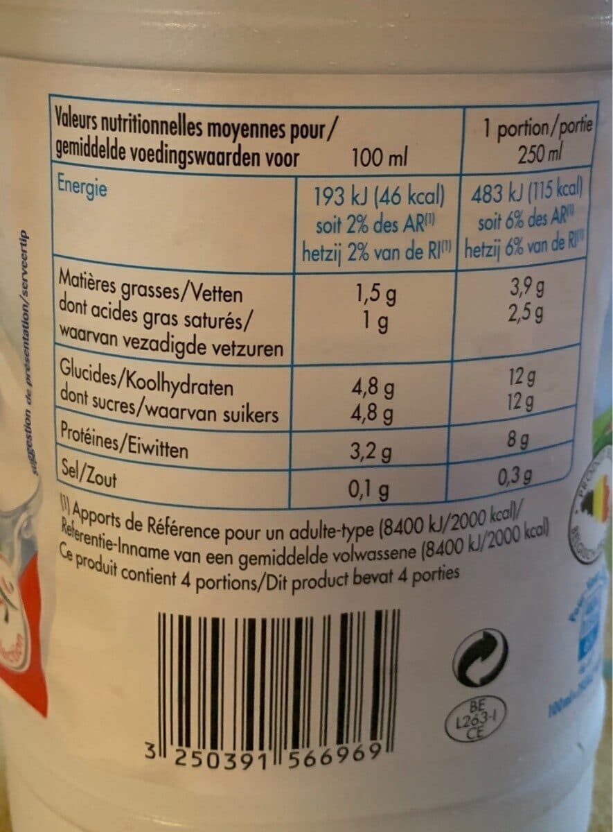 Pâturages Lait demi- écrémé packshot