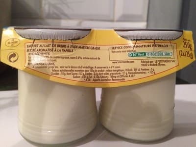 Intermarché Yaourt pur brebis vanille packshot