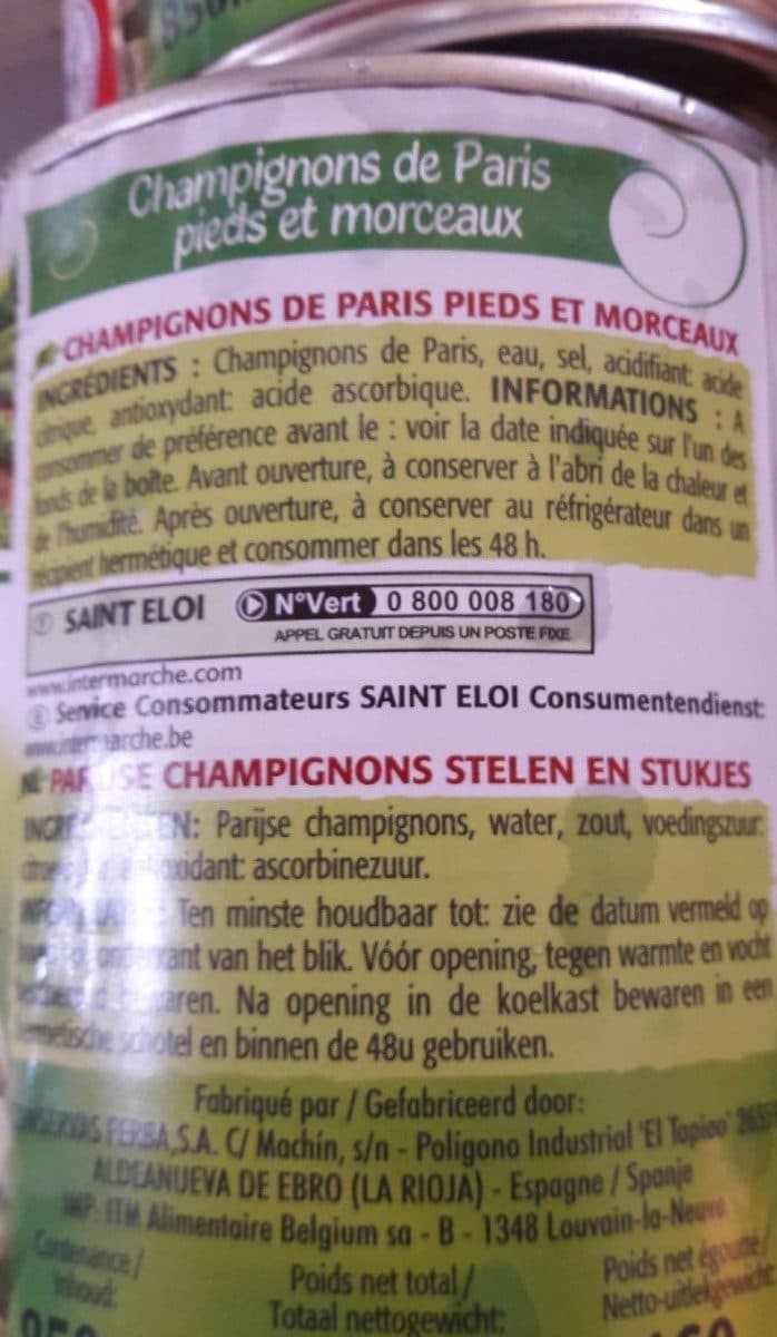 Saint Eloi Champignons de paris pieds & morceaux packshot