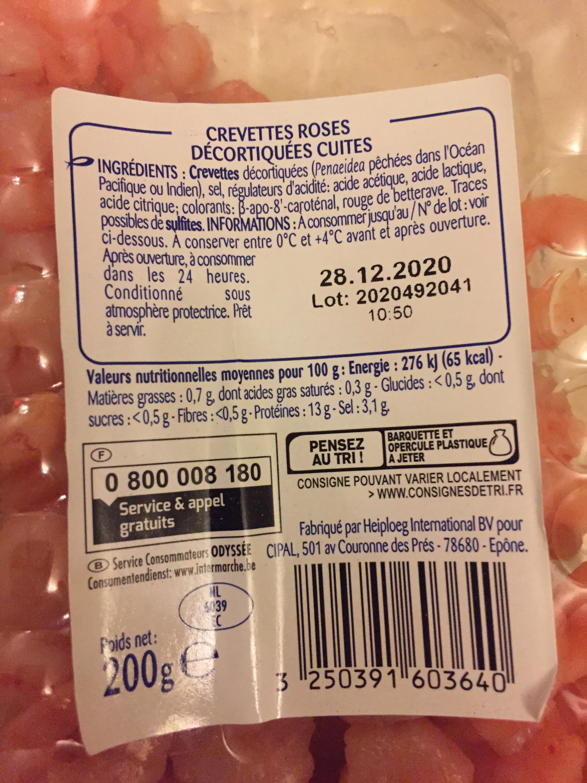 Odyssee Crevettes roses décortiquées et cuites packshot