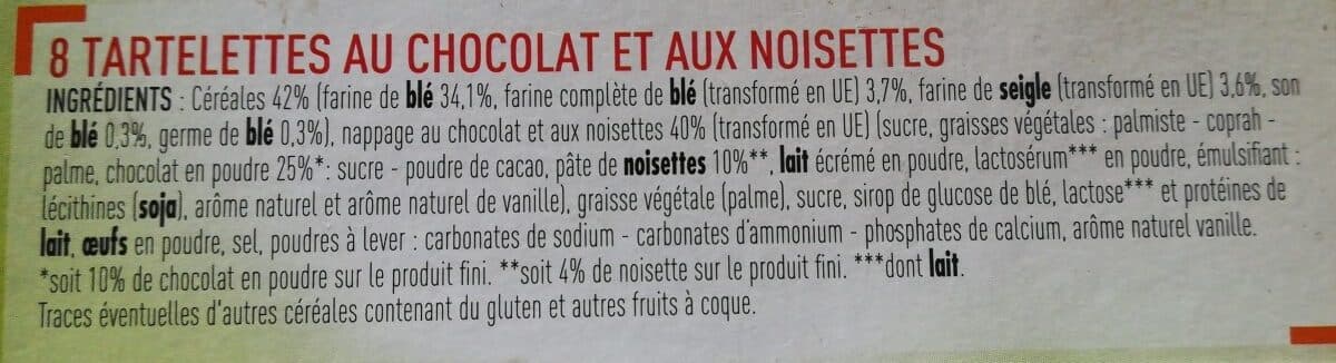 Netto 8 Tartelettes chocolat noisettes 127G packshot